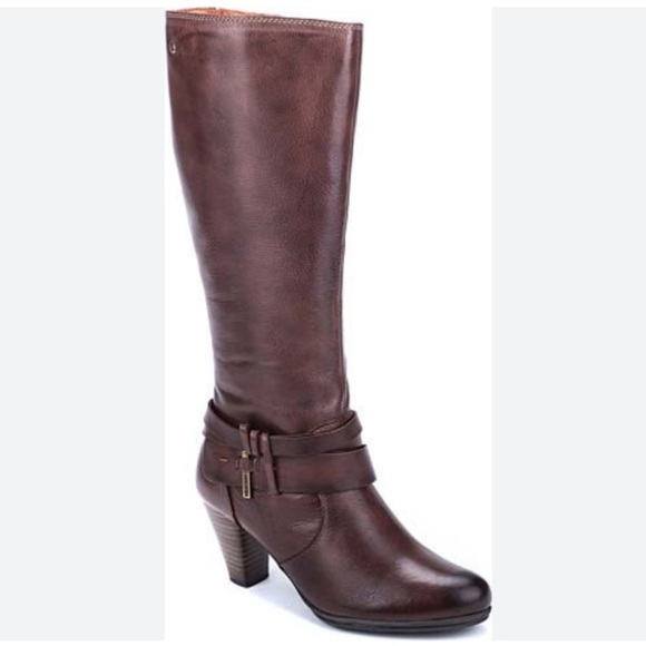 NWOB Pikolinos Verona Tall Chocolate Brown Leather Heel Boots - Picture 1 of 13